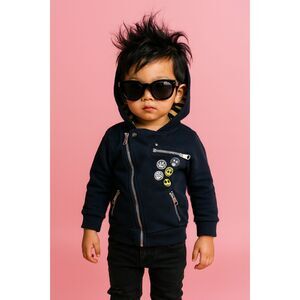 Vintage  Harajuku Lovers Gwen Stefani Black Zip Up Hoodie Top  Boys Size 3T